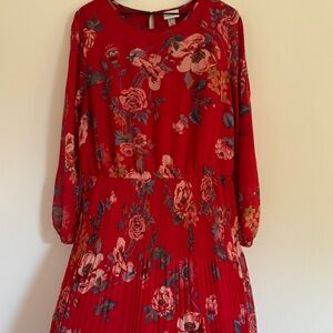 Ava & Viv Red Floral Long Sleeve Dress